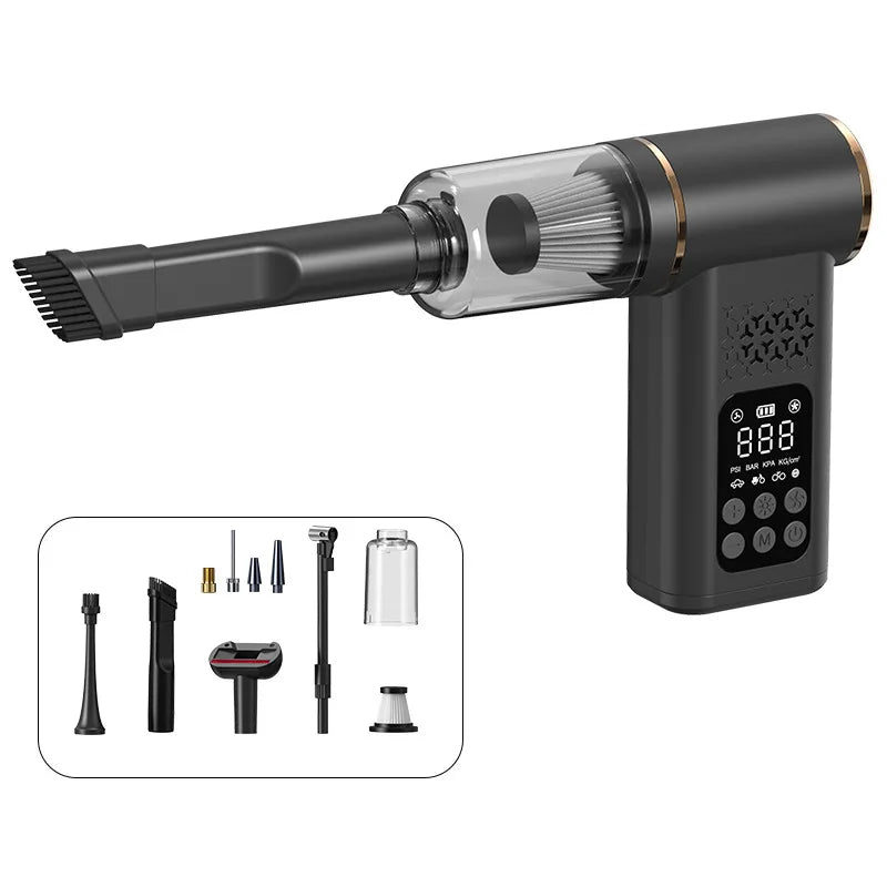 Multifunctional Car Wireless Vacuum Cleaner Portable Smart Tire Inflator Digital Display Air Pump for Outdoor Emergency