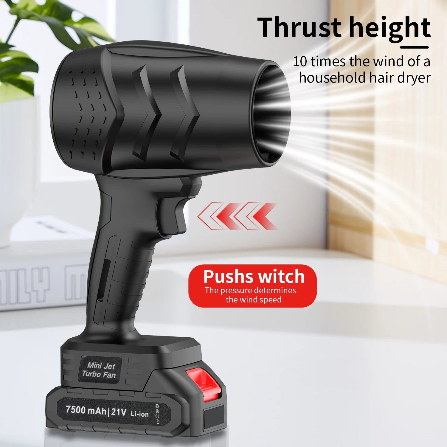 36000RPM Air Blown Cordless Turbo Fan Handhad Violent Fan Dryer 21V Rechargeable Dust Blowing Tool for Outdoor Leaf Blowing