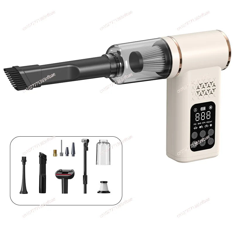 Multifunctional Car Wireless Vacuum Cleaner Portable Smart Tire Inflator Digital Display Air Pump for Outdoor Emergency